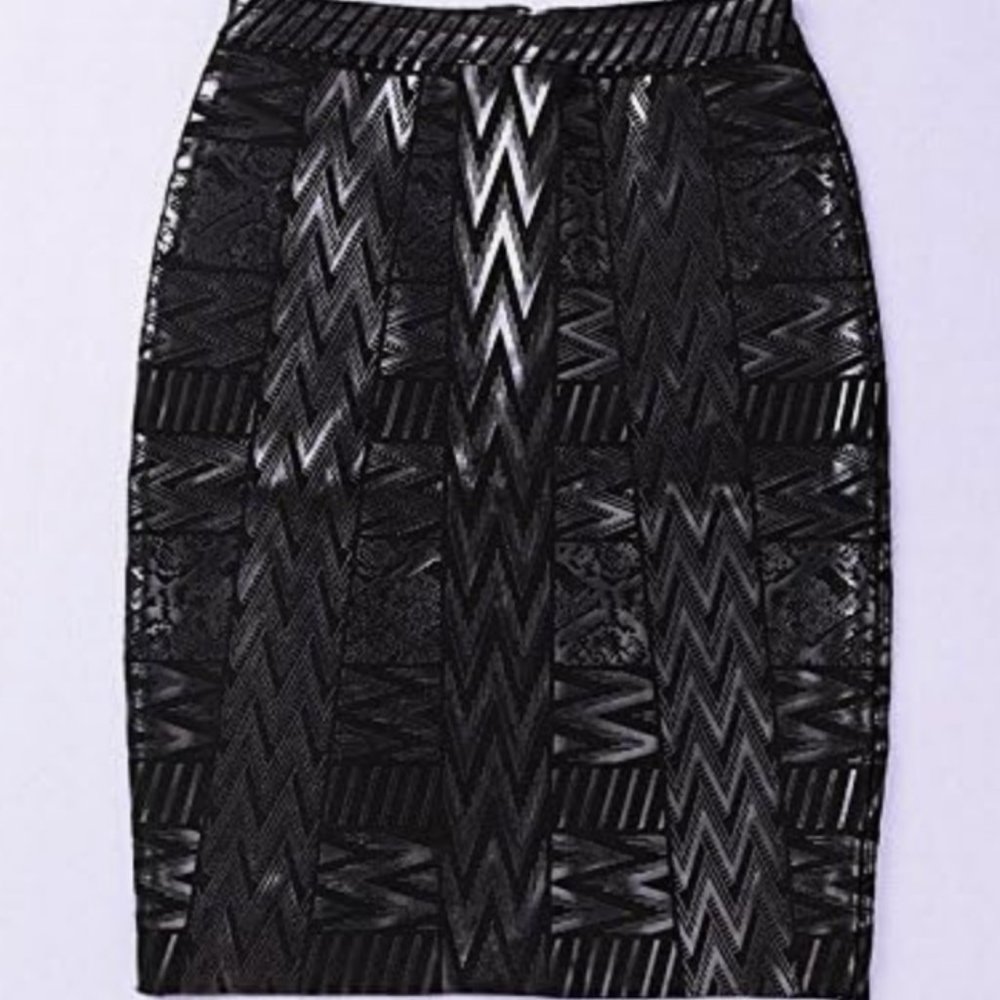NWOT HLBandage Leather Metallic High Waist Bandage Skirt